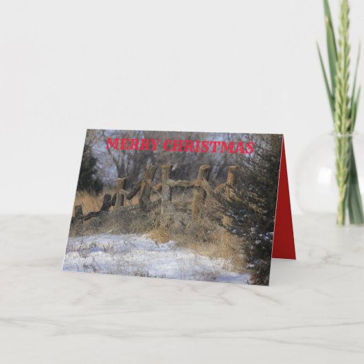 カンザス州の雪の木製フェンスのグリーティングカード カード (正面)