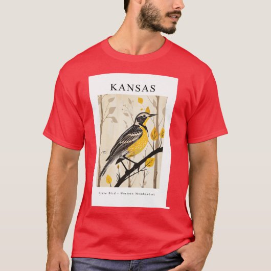 カンザス州の鳥 ウェスタンメドウラーク Tシャツ (正面)