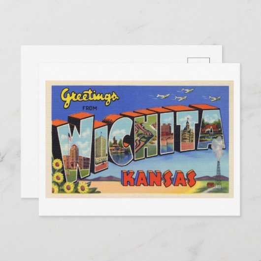 カンザス州ウィチタからのヴィンテージの挨拶 ポストカード (正面/裏面)