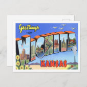 カンザス州ウィチタヴィンテージ大文字葉書 ポストカード (正面/裏面)