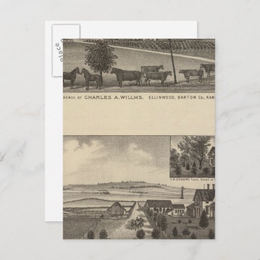 カンザス州エドガートンのレジデンスとファーム ポストカード (正面/裏面)