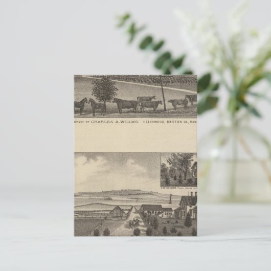 カンザス州エドガートンのレジデンスとファーム ポストカード (スタンド正面)