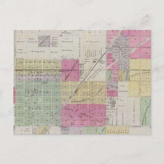 カンザス州オサゲの地図 ポストカード (正面)