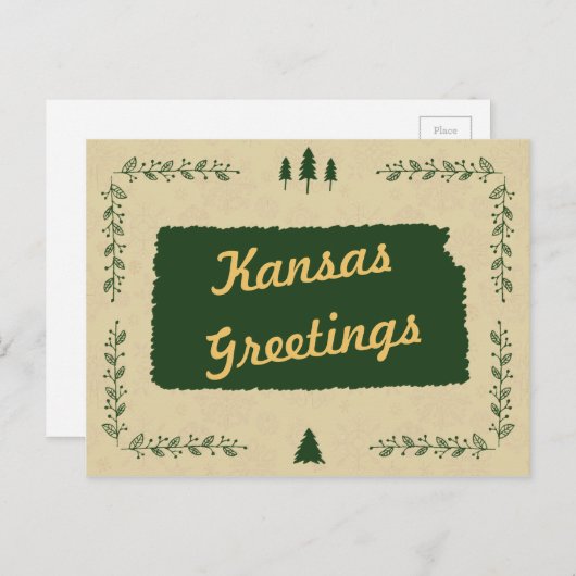 カンザス州クリスマスホリデーグリーティング シーズンポストカード (正面/裏面)
