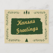 カンザス州クリスマスホリデーグリーティング シーズンポストカード (正面)