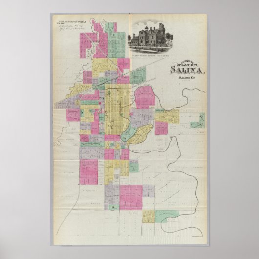 カンザス州サリナ市のプラット ポスター (正面)