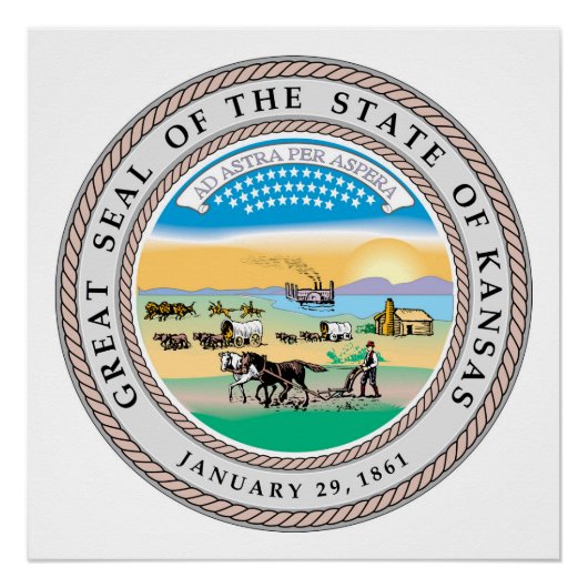 カンザス州シールアメリカ共和国国旗 ポスター (正面)