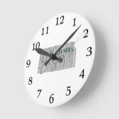 カンザス州タイポグラフィ ラウンド壁時計 (傾斜)