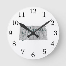 カンザス州タイポグラフィ ラウンド壁時計