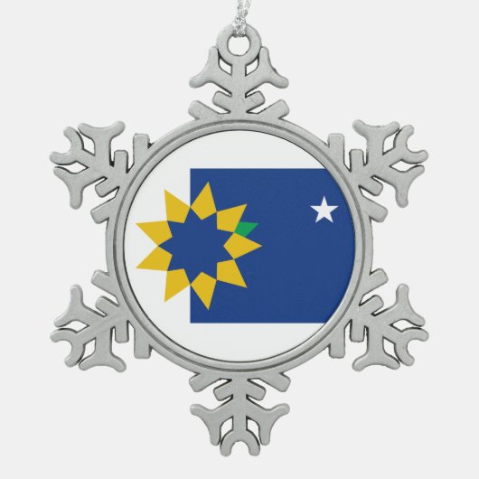 カンザス州トペカ国旗 スノーフレークピューターオーナメント (正面)