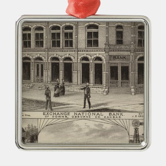 カンザス州ナショナル·バンク·オブ·ダウンズ メタルオーナメント (正面)