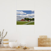 カンザス州パモナにある赤い納屋と農場。 ポスター (キッチン)