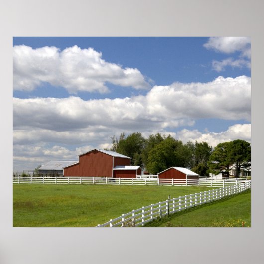 カンザス州パモナにある赤い納屋と農場。 ポスター (正面)