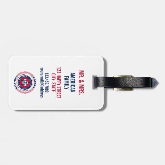 カンザス州パーソナライズされたギフト荷物タグ ラゲッジタグ (裏面横)