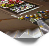 カンザス州ビクトリア、セントフィデリスのステンドグラス窓 ポスター (角)