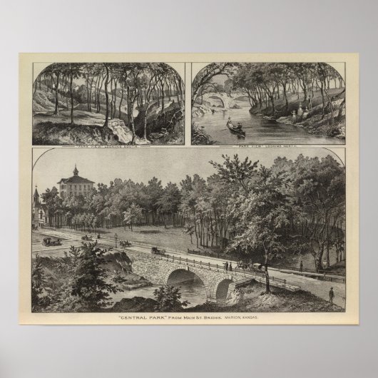 カンザス州マリオンのセントブリッジからセントラルパーク ポスター (正面)