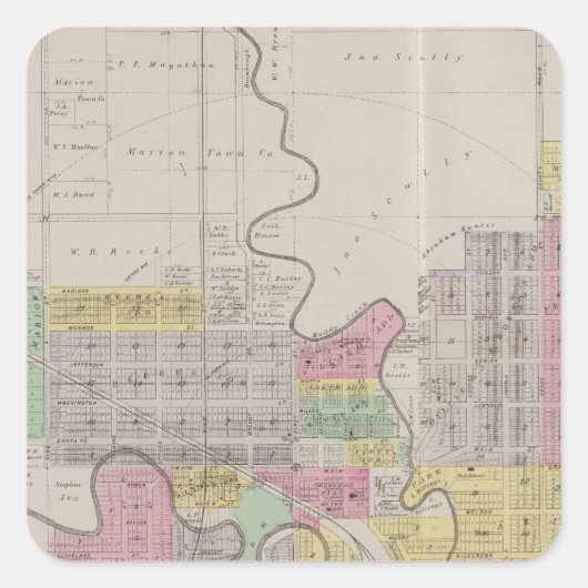 カンザス州マリオン郡の地図 スクエアシール (正面)