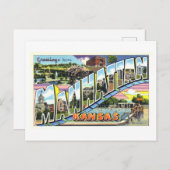 カンザス州マンハッタンからのヴィンテージ挨拶 ポストカード (正面/裏面)