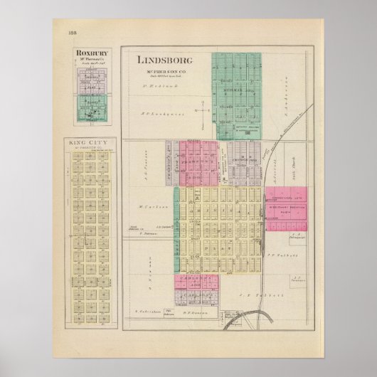 カンザス州ロックスベリー、キングシティ、リンスボルグ ポスター (正面)