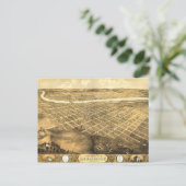 カンザス州ローレンスの鳥瞰図(1869) ポストカード (スタンド正面)