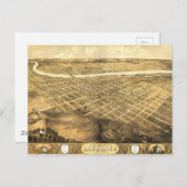 カンザス州ローレンスの鳥瞰図(1869) ポストカード (正面/裏面)