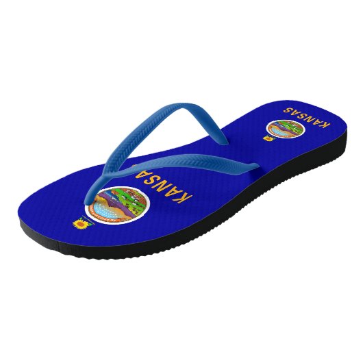 カンザス州旗と大人のスリムなストラップ ビーチサンダル (アングル)