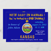 カンザス州旗のあるベビーシャワー招待状 招待状 (正面/裏面)