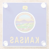 カンザス州旗を持つガラスコースター ガラスコースター (裏面)