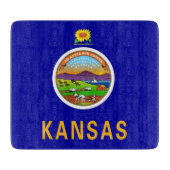 カンザス州旗を持つ小さなガラス板 カッティングボード (正面)