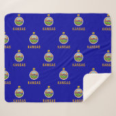 カンザス州旗を持つ愛国心のあるシェルパ毛布 シェルパブランケット (正面(横))