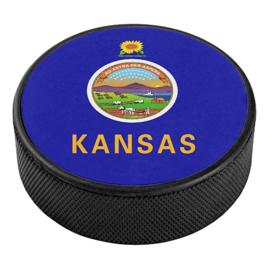 カンザス州旗を持つ愛国的なホッケーパック アイスホッケーパック (3/4)