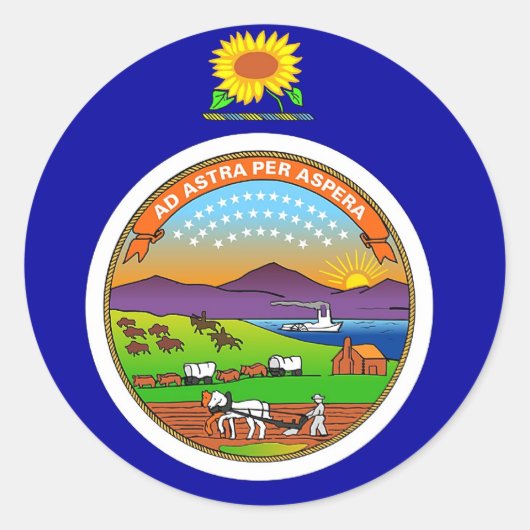 カンザス州旗シール ラウンドシール (正面)