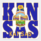 カンザス州旗文字 スクエアシール (正面)