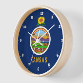 カンザス州旗 壁時計 (傾斜)