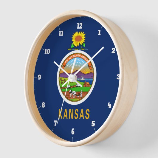 カンザス州旗 壁時計 (傾斜)