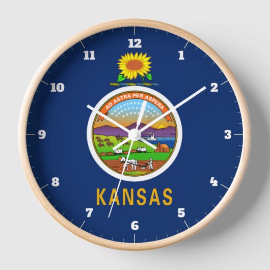 カンザス州旗 壁時計 (正面)