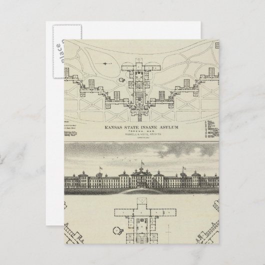 カンザス州狂のアシルム ポストカード (正面/裏面)