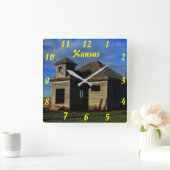 カンザス旧校時計 スクエア壁時計 (ホーム)