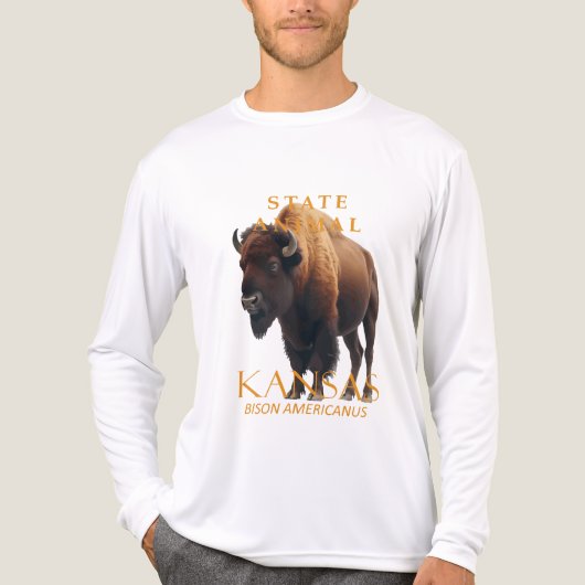 カンザス準州の動物アメリカバイソン トライブレンドTシャツ (正面)