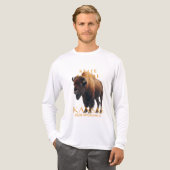 カンザス準州の動物アメリカバイソン トライブレンドTシャツ (正面全体)