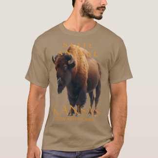 カンザス準州の動物 アメリカンバイソン Tシャツ