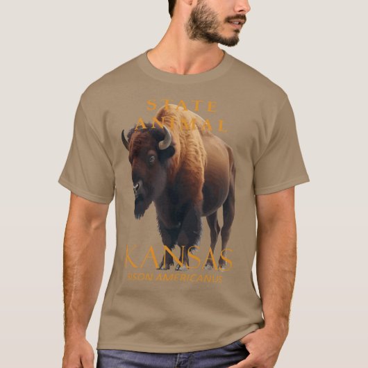 カンザス準州の動物 アメリカンバイソン Tシャツ (正面)