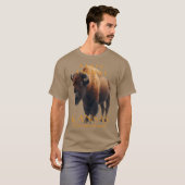 カンザス準州の動物 アメリカンバイソン Tシャツ (正面フル)