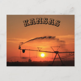 カンザス灌漑システム日没ポストカード ポストカード