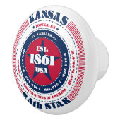 カンザス米州赤白青タイポグラフィ セラミックノブ (右)