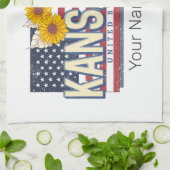 カンザス統一された州レトロ州マップヴィンテージUSA キッチンタオル (折り畳み)