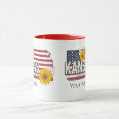 カンザス統一された州レトロ州マップヴィンテージUSA マグカップ (中央)