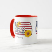 カンザス統一された州レトロ州マップヴィンテージUSA マグカップ (正面左)