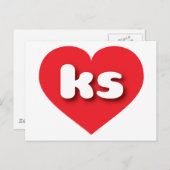 カンザス赤ハート - カンザスが好き ポストカード (正面/裏面)