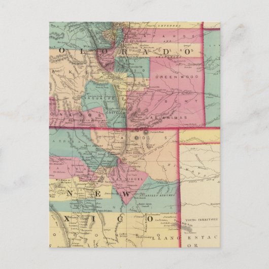 カンザス、アリゾナ、コロラド、ニューメキシコ、ユタ ポストカード (正面)
